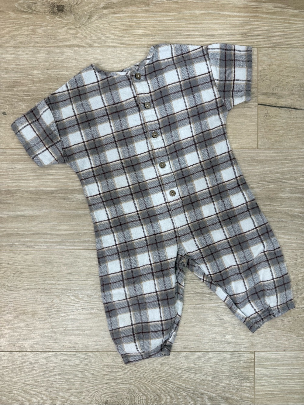 Rylee + Cru Plaid Button Down One Piece Romper